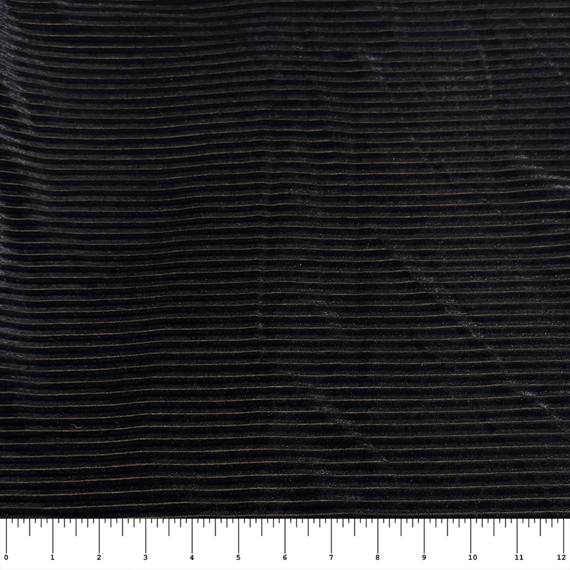 Feldman Black Ribbed Stretch Velvet Fabric